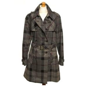 Pristine Condition Barbour Winter Tartan Trench Coat, US Size 14
